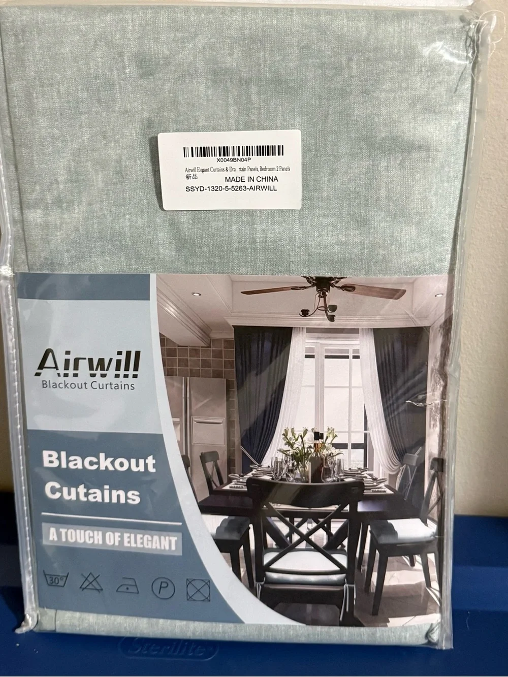 Light Teal Blackout Curtain Panel - Elegant Light Blue-Green